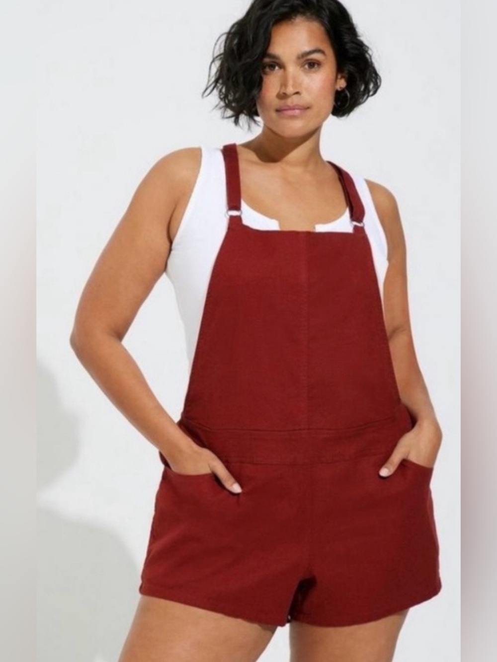 Torrid Burnt Orange Linen Blend Short Overalls